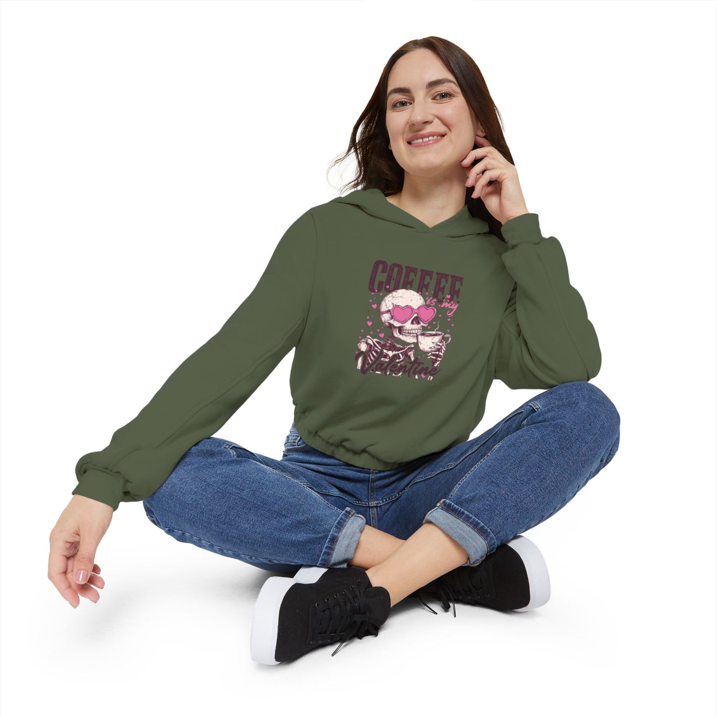 Valentine's Coffee Cinched Hoodie for Women