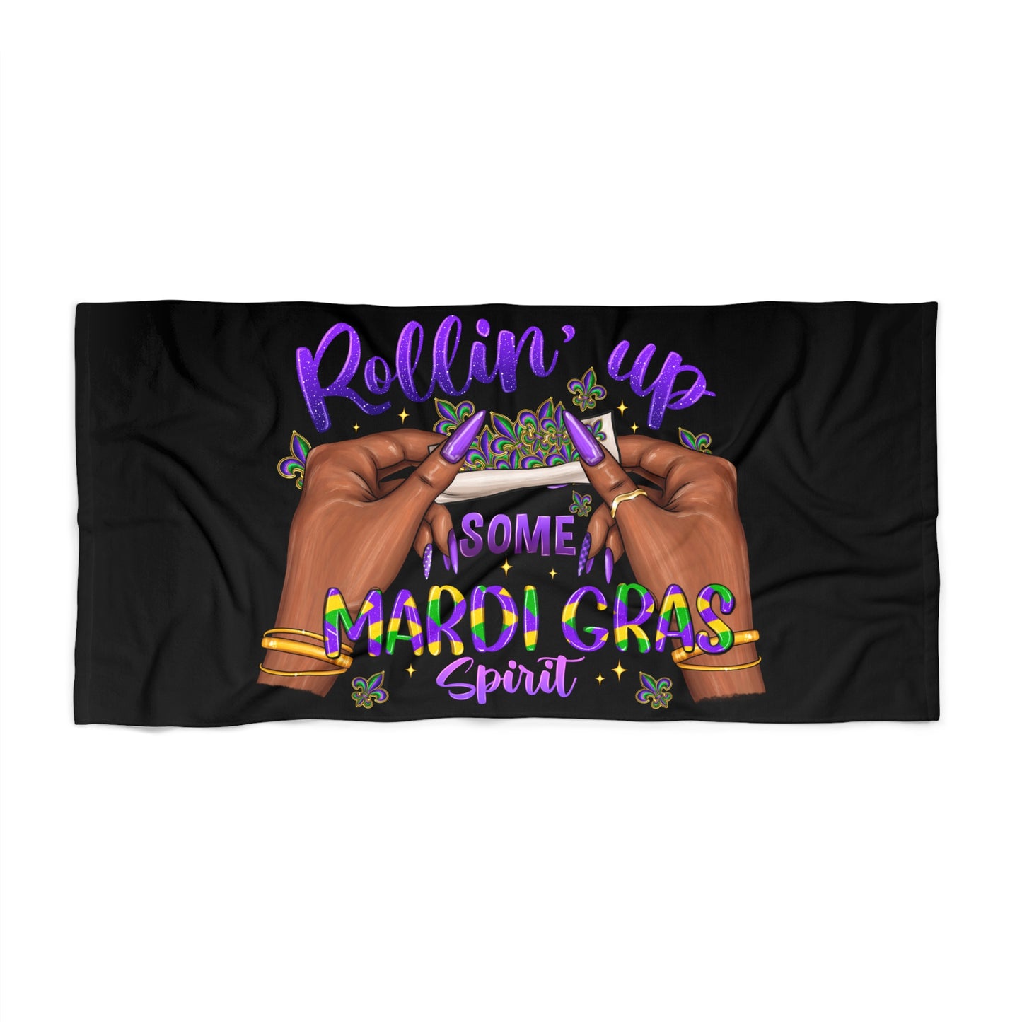 Mardi Gras Beach Towel, Colorful Rollin' Up Spirit Towel for Festivals, Fun in the Sun, Summer Chill, Gift for Beach Lovers, Outdoor Events