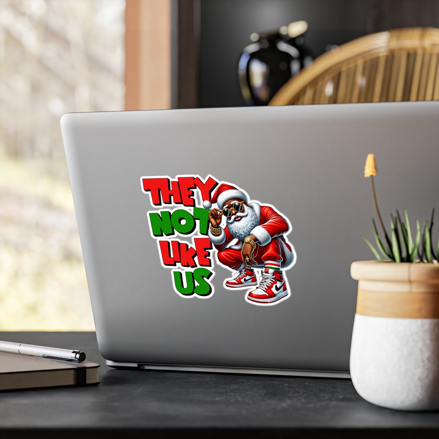 Festive Santa Vinyl Decals - "They Not Like Us" Stickers for Holiday Decor