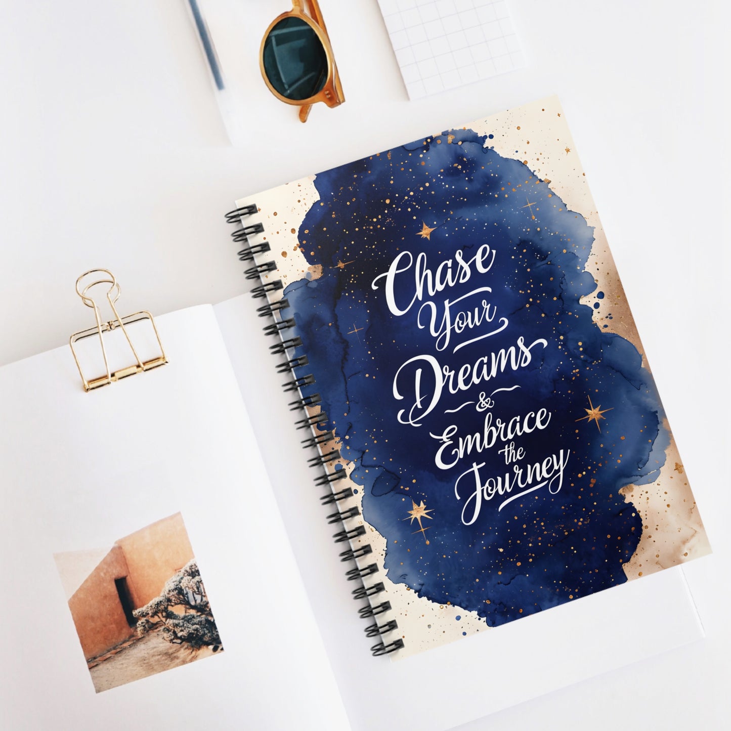 Inspirational Spiral Notebook - Chase Your Dreams & Embrace the Journey