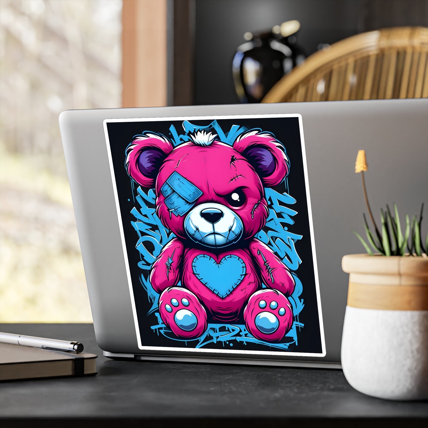 Cute Bear Kiss-Cut Vinyl Decal - Fun and Colorful Sticker for Kids' Rooms