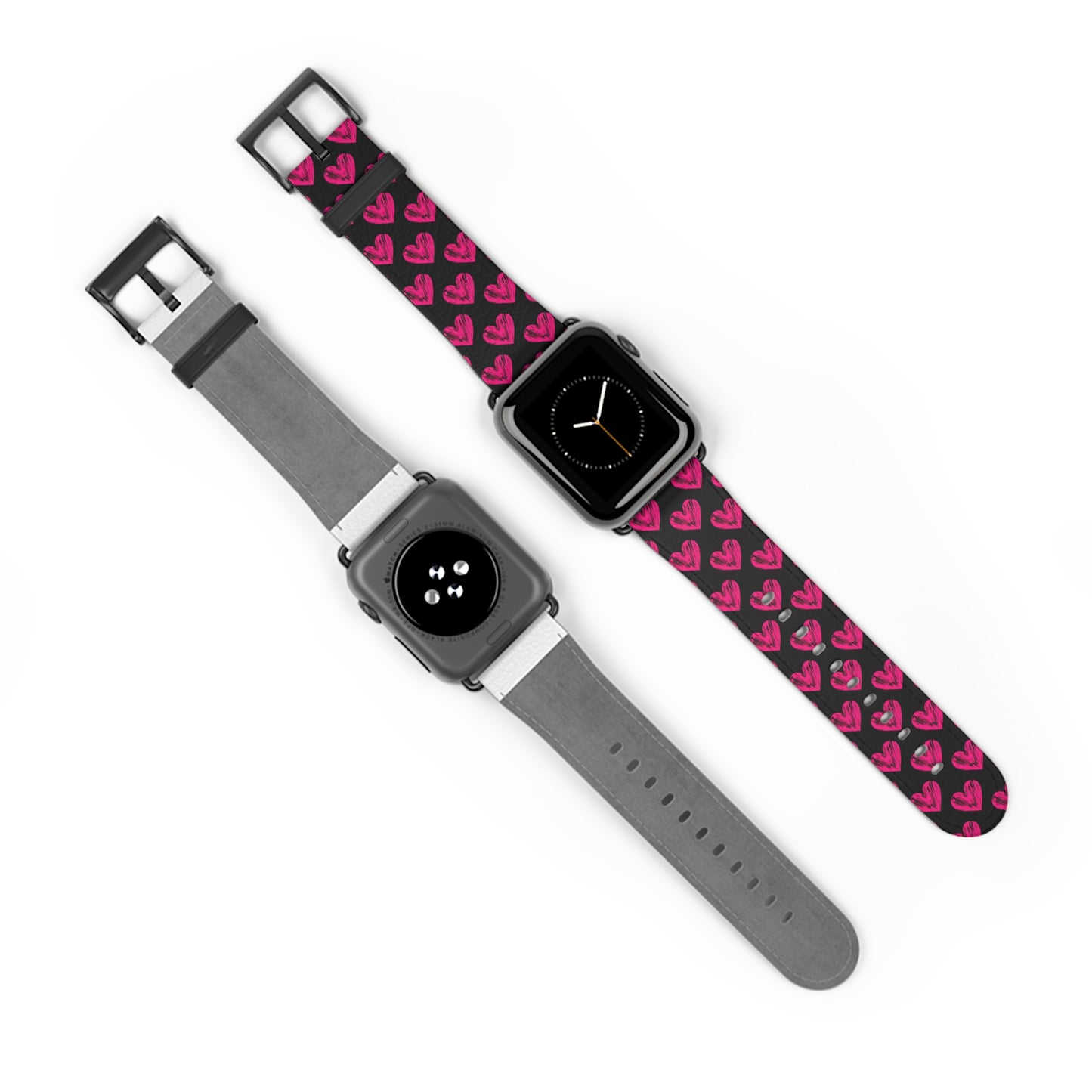 Heart Pattern Watch Band, Cute Smartwatch Strap, Pink Hearts Fitness Tracker Band, Valentine's Gift, Stylish Accessory