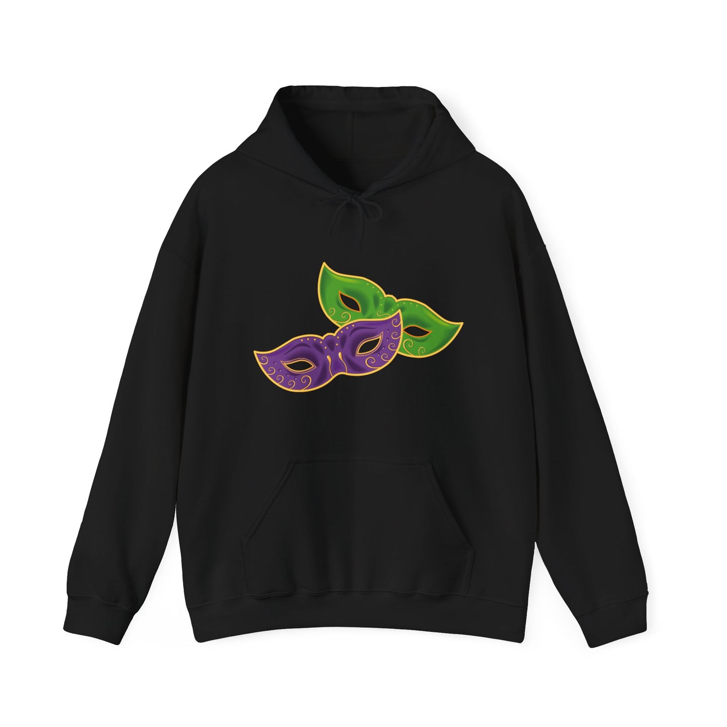 Mardi Gras Celebration Hoodie, Unisex Heavy Blend Sweatshirt, Fun Graphic Pullover, Party Apparel, Carnival Clothing, Festival Outfit