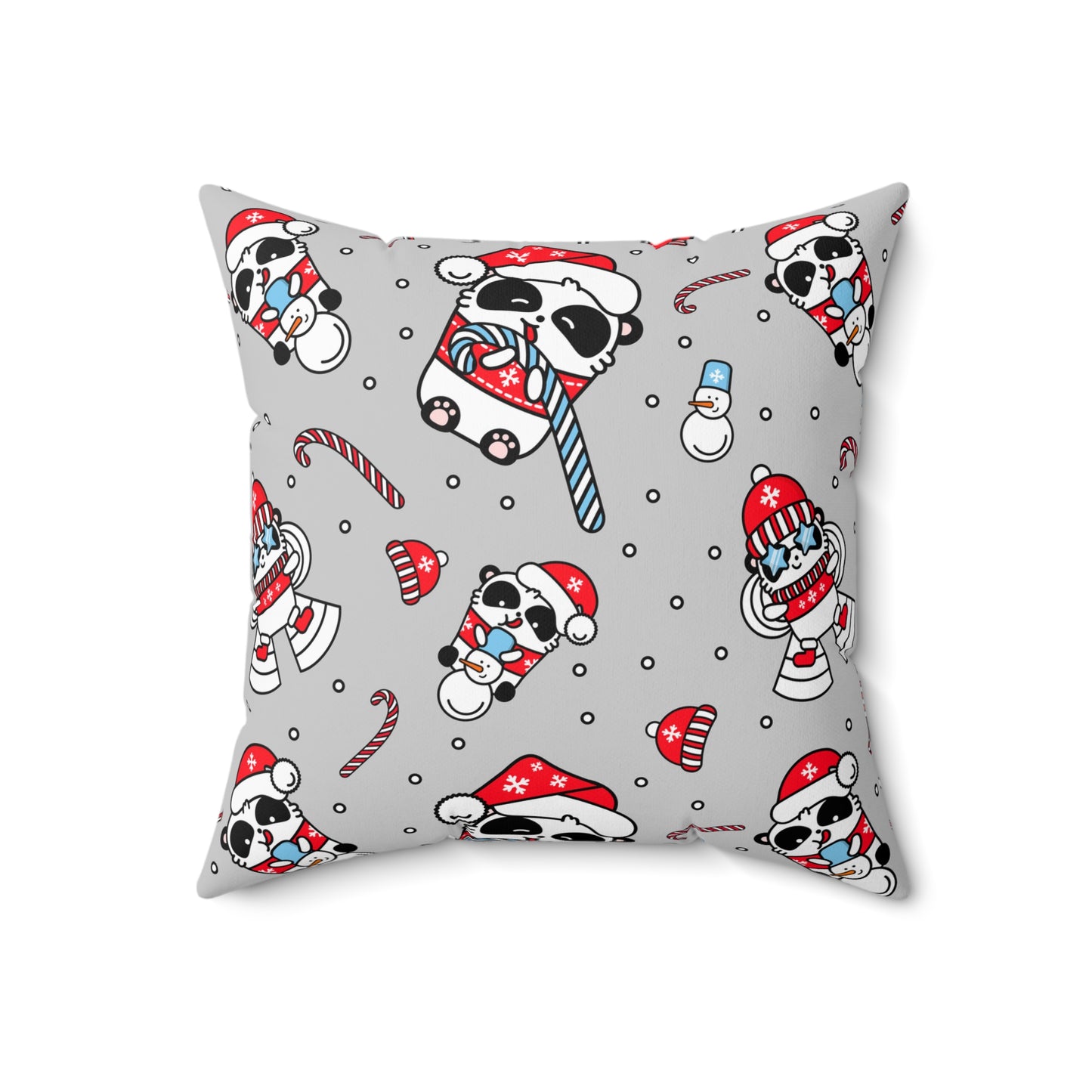 Festive Panda Pillow, Cute Christmas Cushion, Holiday Decor, Winter Home Accent, Kid's Room Design,gift for her,gift for him, holiday pillow