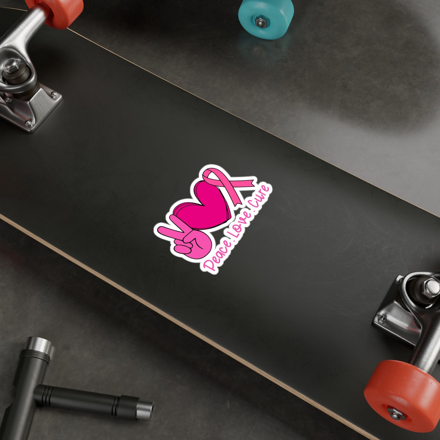 Peace Love Cure Vinyl Decals - Pink Ribbon Stickers for Awareness & Support