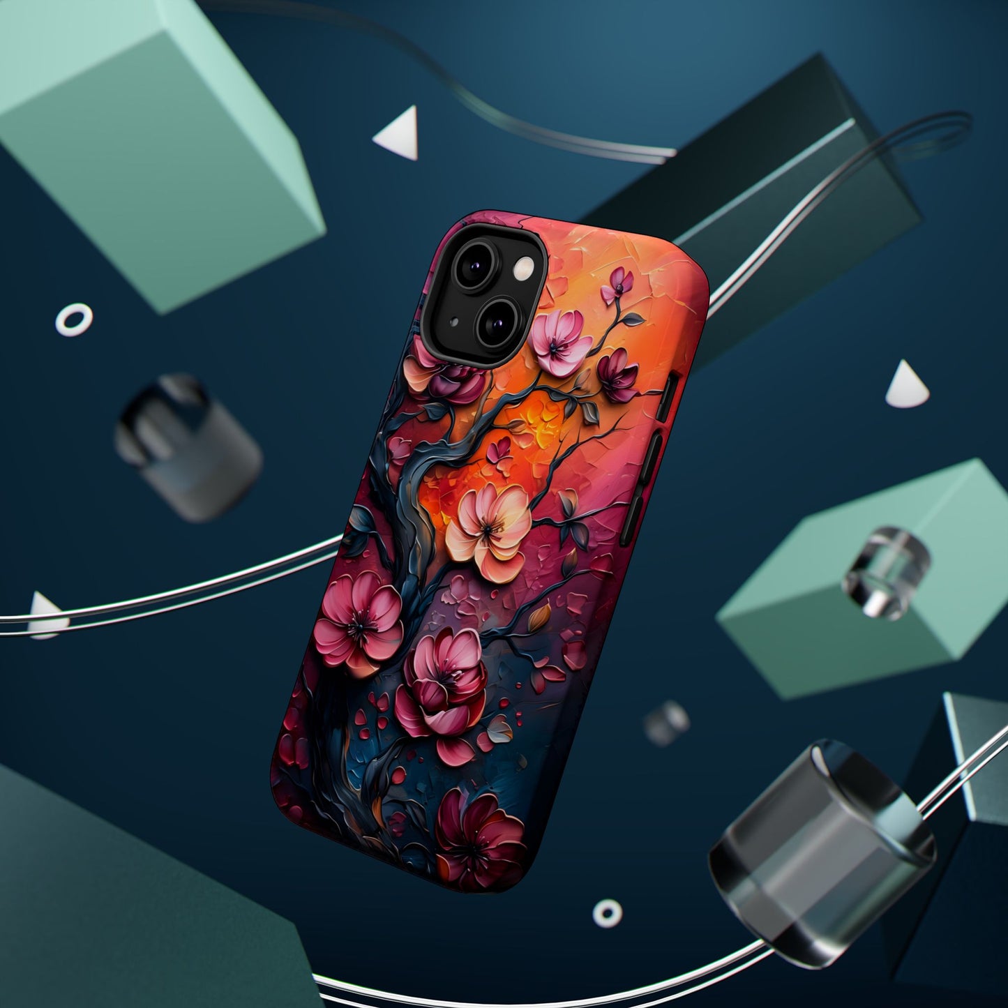 Floral Magnetic Tough Case - Colorful Flower Design Phone Cover, Gift for Her, Smartphone Accessories, Nature Lover, Unique