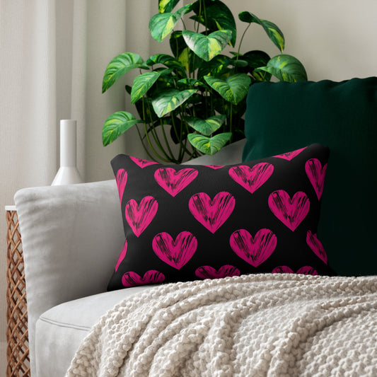 Bold Pink Heart Lumbar Pillow - Stylish Accent for Love-filled Spaces