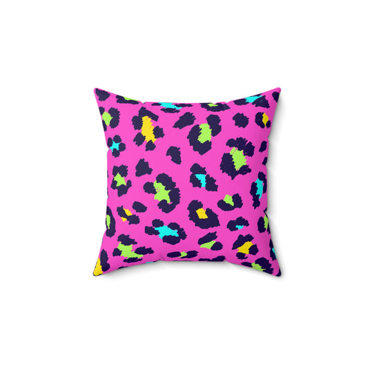 Vibrant Leopard Print Pillow, Colorful Home Decor, Cozy Throw Pillow, Stylish Cushion for Living Room, Fun Gift for Animal Lovers