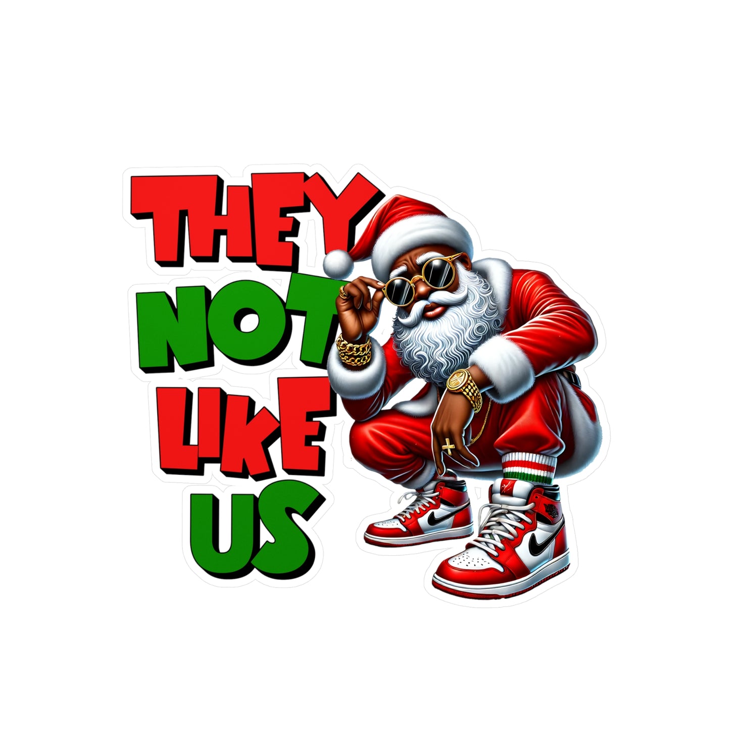 Festive Santa Vinyl Decals - "They Not Like Us" Stickers for Holiday Decor