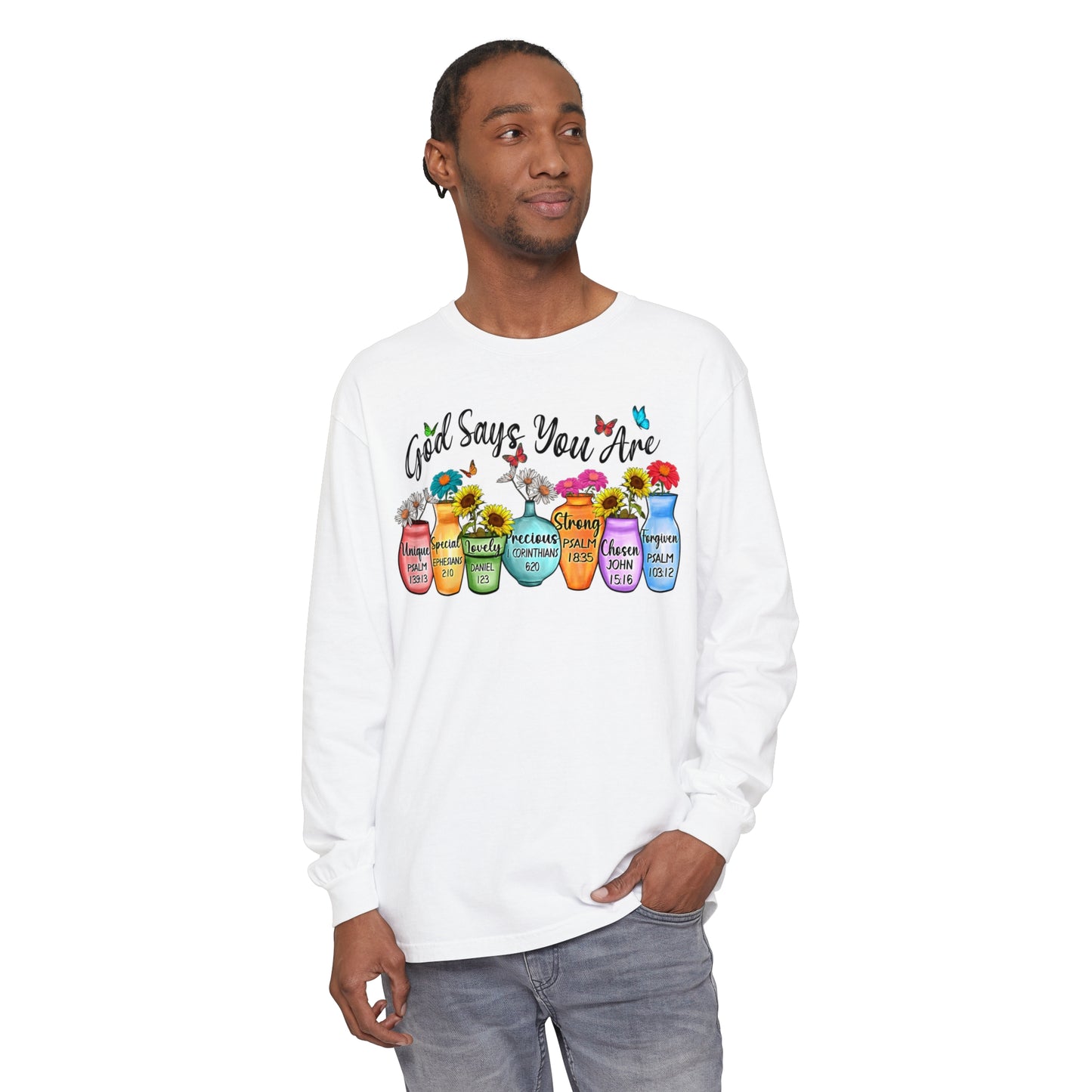 Inspirational Long Sleeve Tee - "God Says You Are" Apparel, Motivational Gift, Faith-Based Shirt, Spring Fashion, Unisex Tee