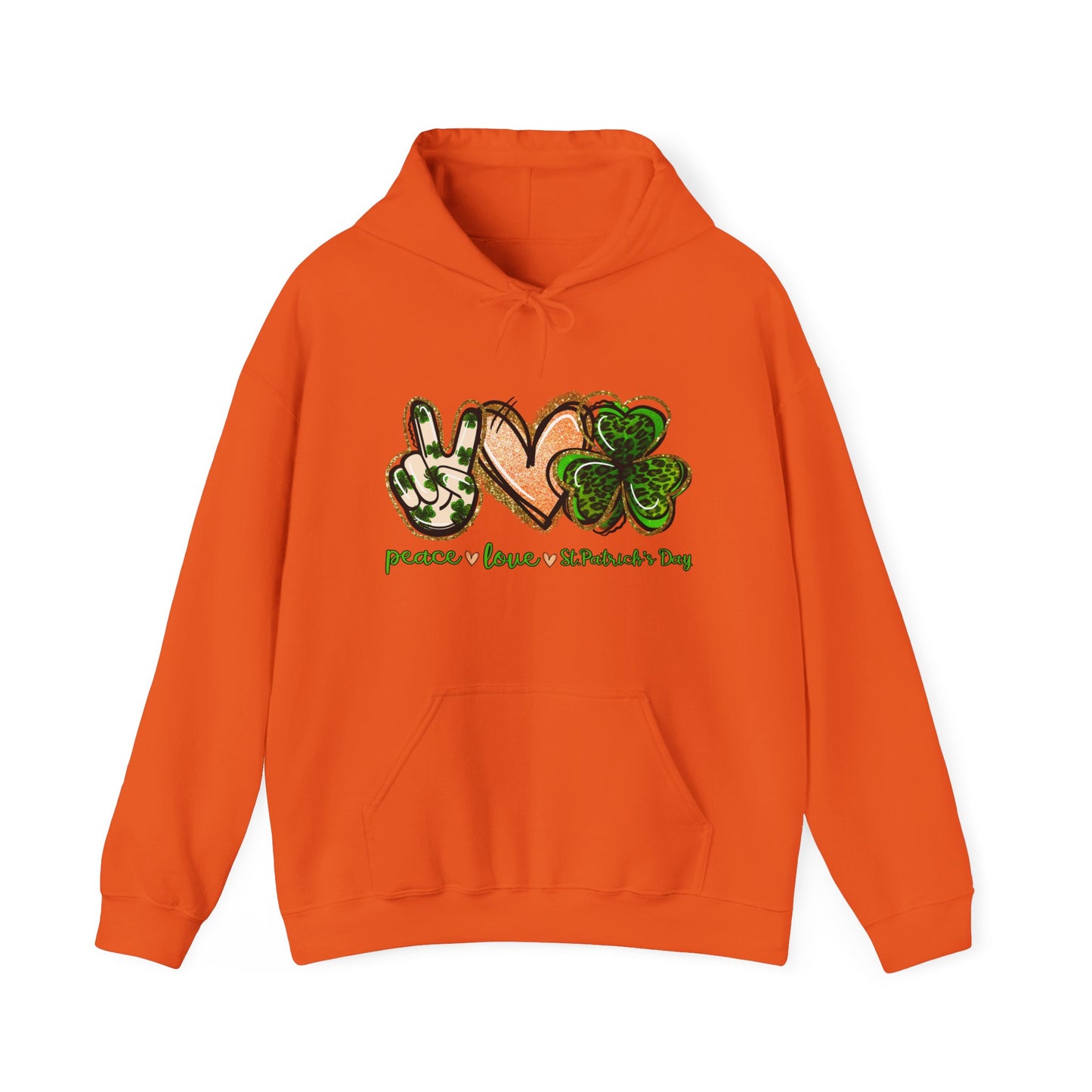 Peace Love Shamrocks Unisex Hoodie, St. Patricks Day Sweatshirt, Irish Gift, Eco-Friendly Clothing, Cozy Casual Wear