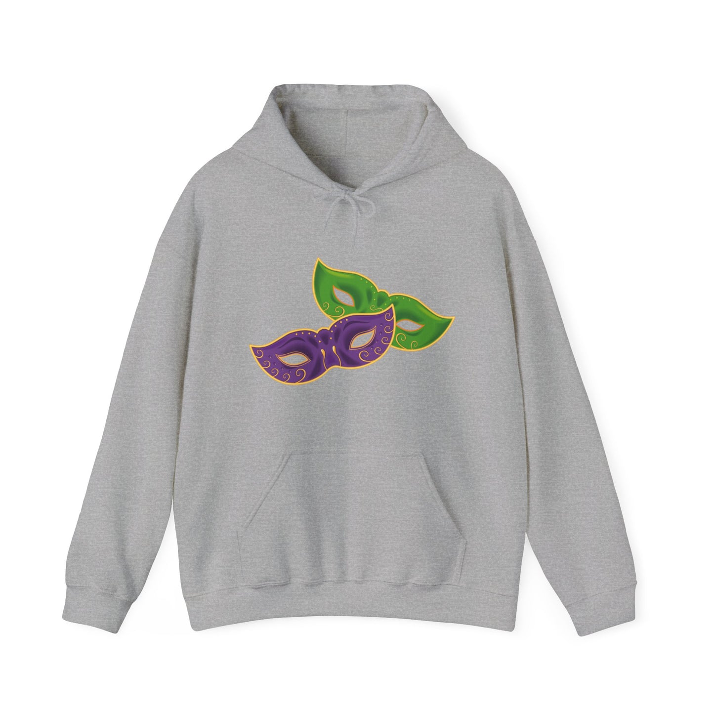 Mardi Gras Celebration Hoodie, Unisex Heavy Blend Sweatshirt, Fun Graphic Pullover, Party Apparel, Carnival Clothing, Festival Outfit