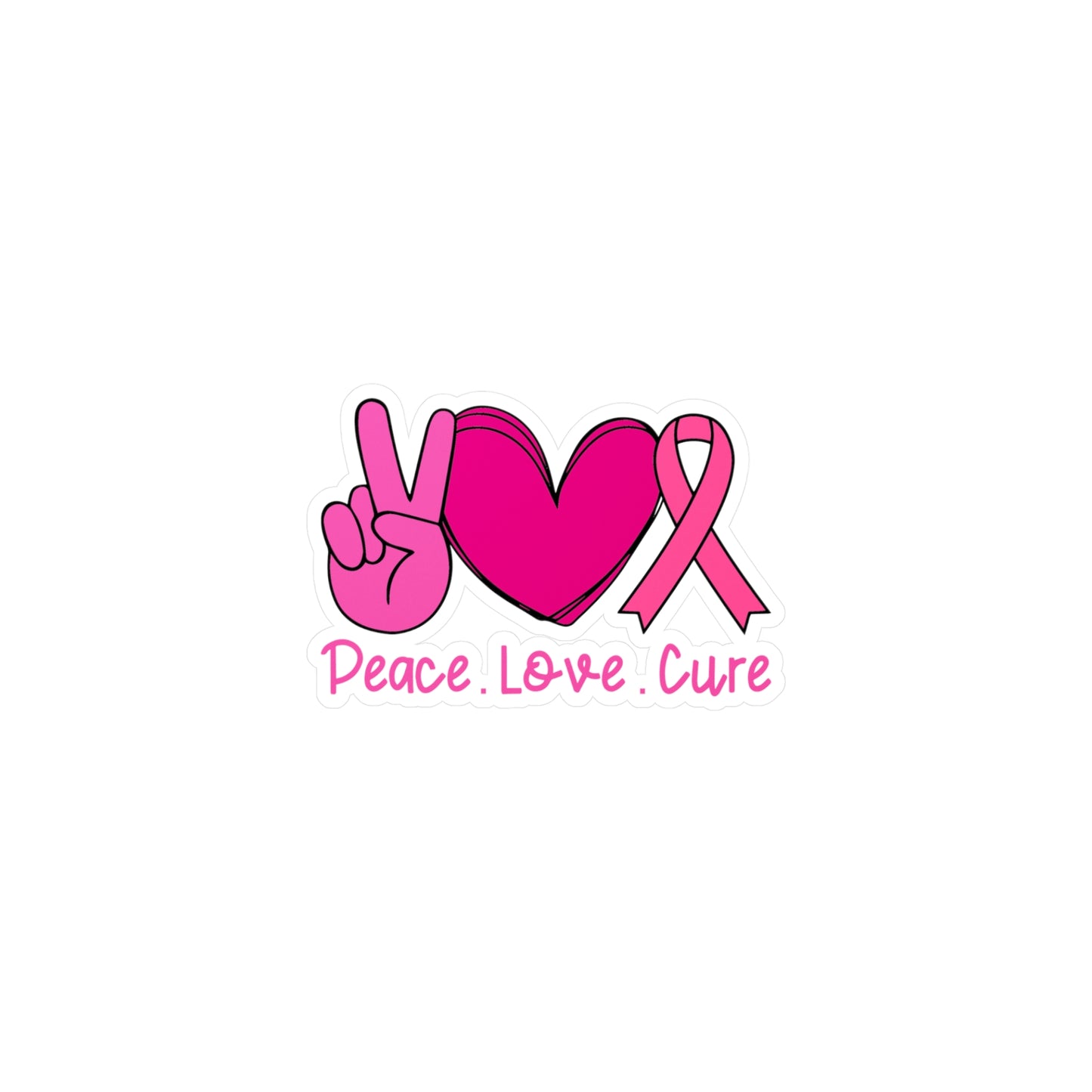 Peace Love Cure Vinyl Decals - Pink Ribbon Stickers for Awareness & Support