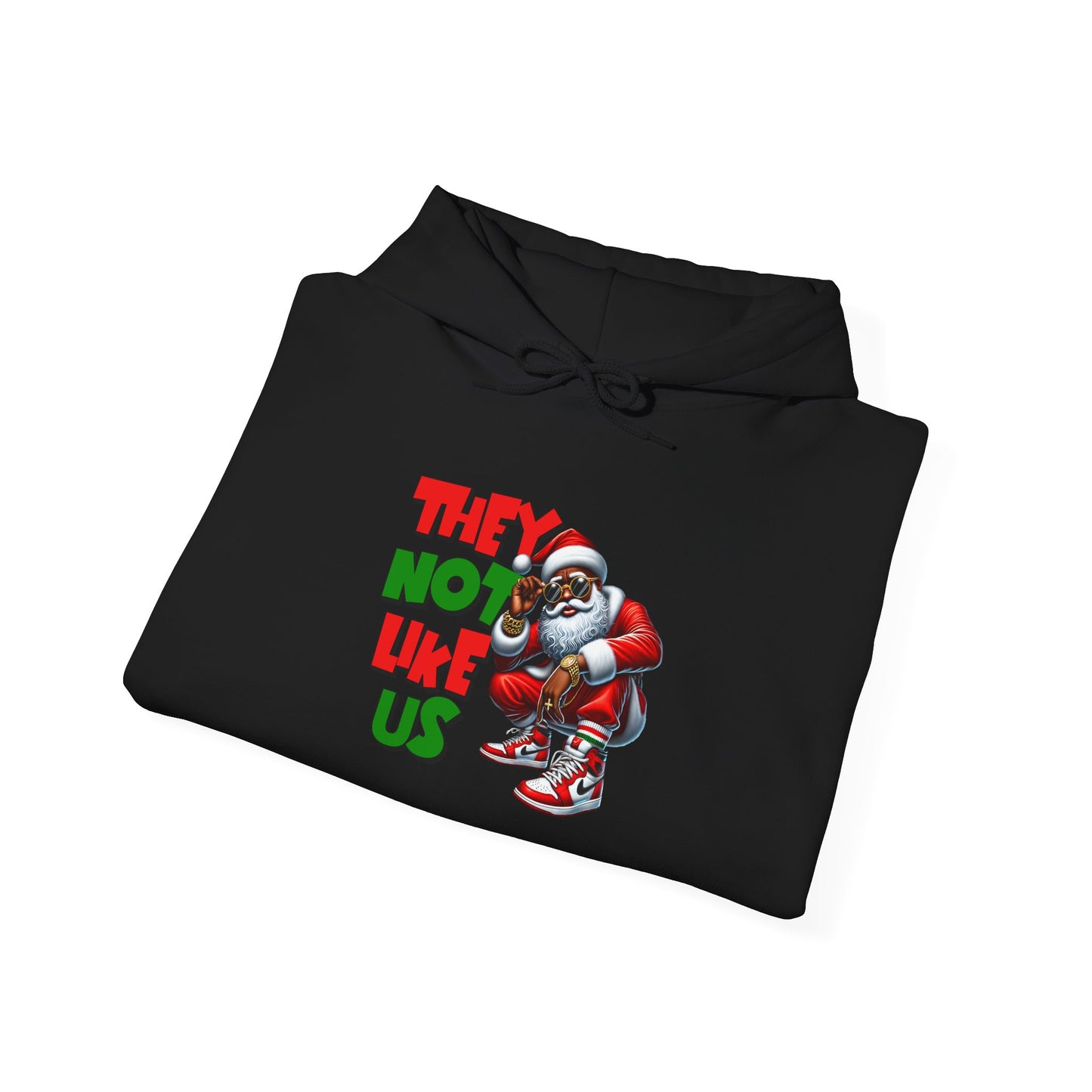 Festive Santa Graphic Hoodie - 'They Not Like Us' Unisex Heavy Blend Sweatshirt