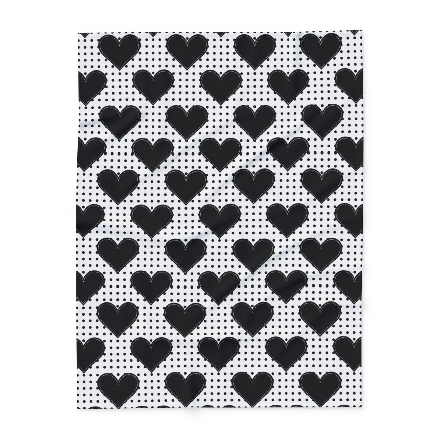 Cozy Black Heart Pattern Fleece Blanket - Soft, Warm & Stylish for Home Decor