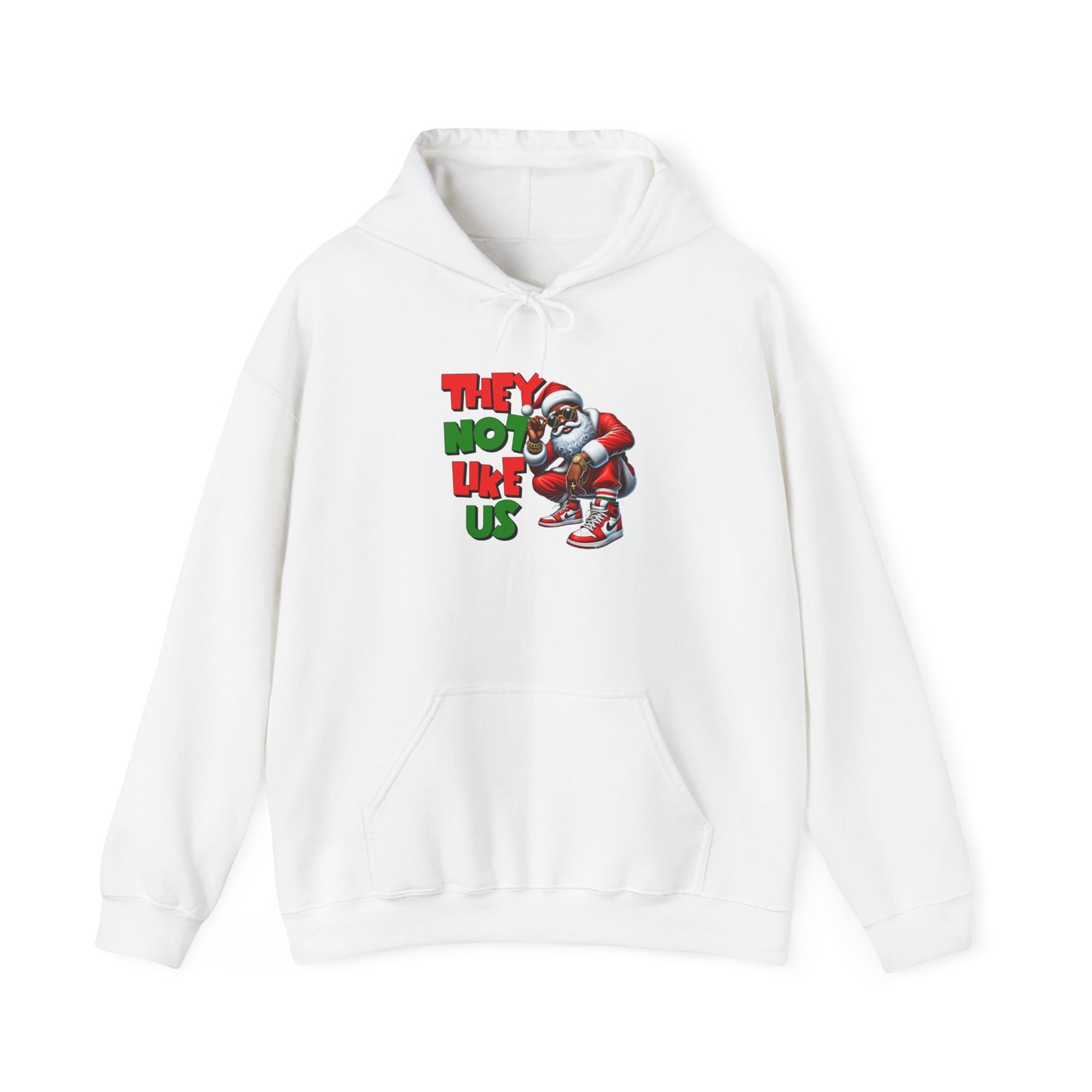 Festive Santa Graphic Hoodie - 'They Not Like Us' Unisex Heavy Blend Sweatshirt