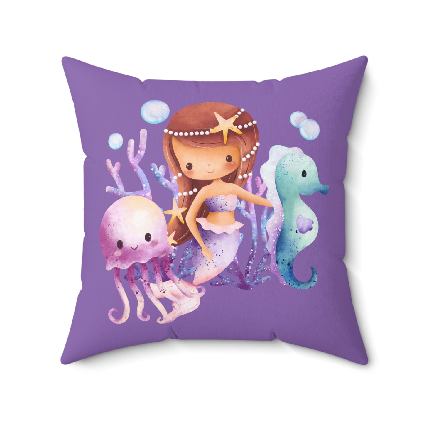 Whimsical Mermaid Vibes Pillow, Ocean Decor, Kids Room Accent, Nautical Themed Cushion, Underwater Fantasy Home Decor