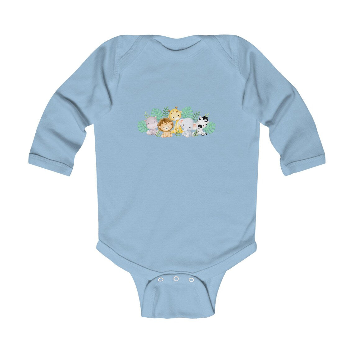 Adorable Safari Animal Crew Onesie and Beanie Set – Playful Baby Outfit