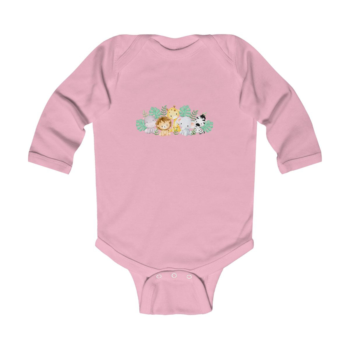 Adorable Safari Animal Crew Onesie and Beanie Set – Playful Baby Outfit