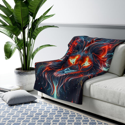 Galaxy Lion Throw Pillow & Matching Fleece Blanket - Bold Cosmic Design