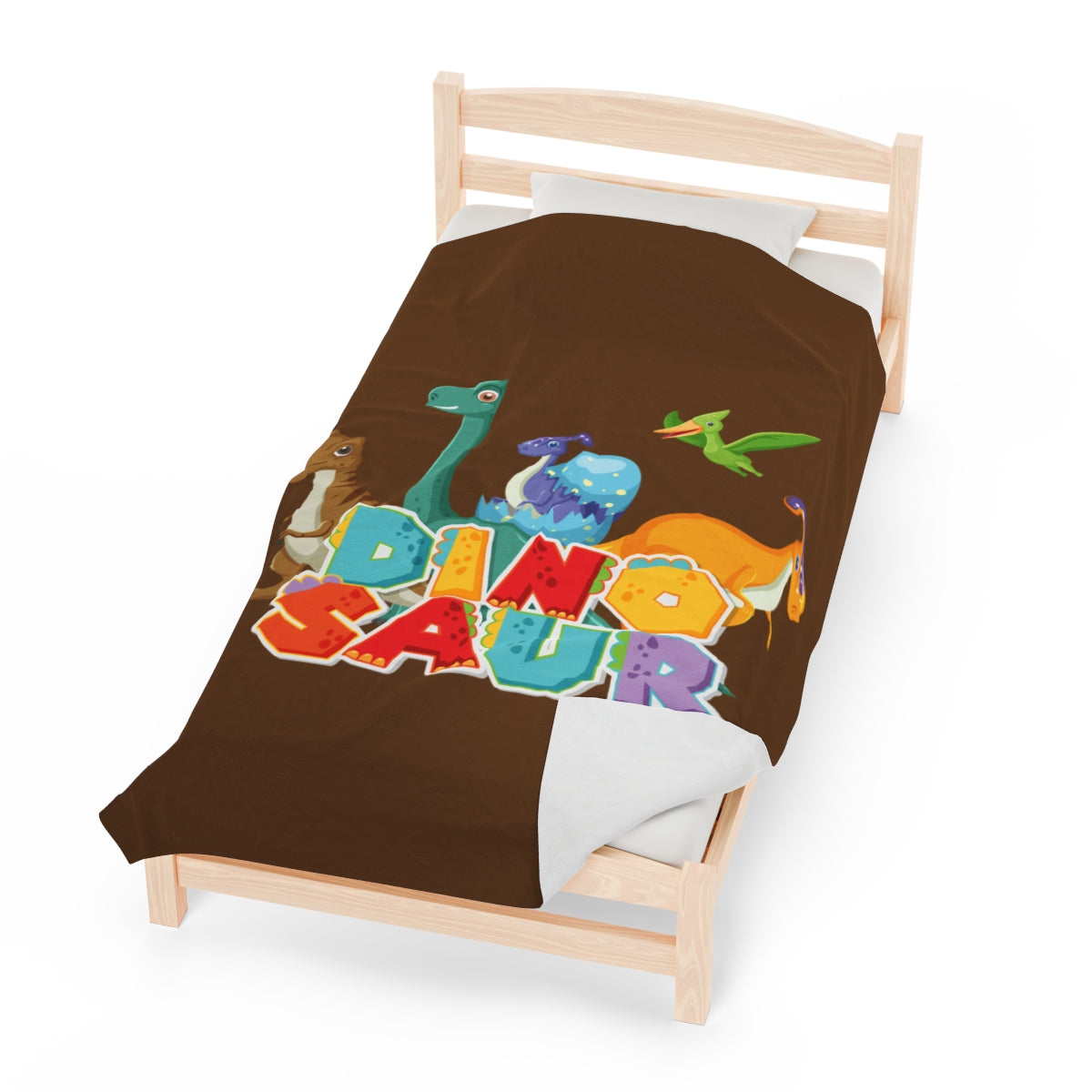 Dinosaur Plush Blanket with Matching Pillow - Cozy Jungle Theme Decor Set